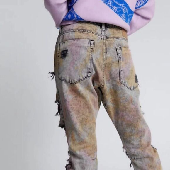 Revolve One Teaspoon Acid Wash Distressed Boyfriend Jeans(Size 32) - Picture 3 of 10